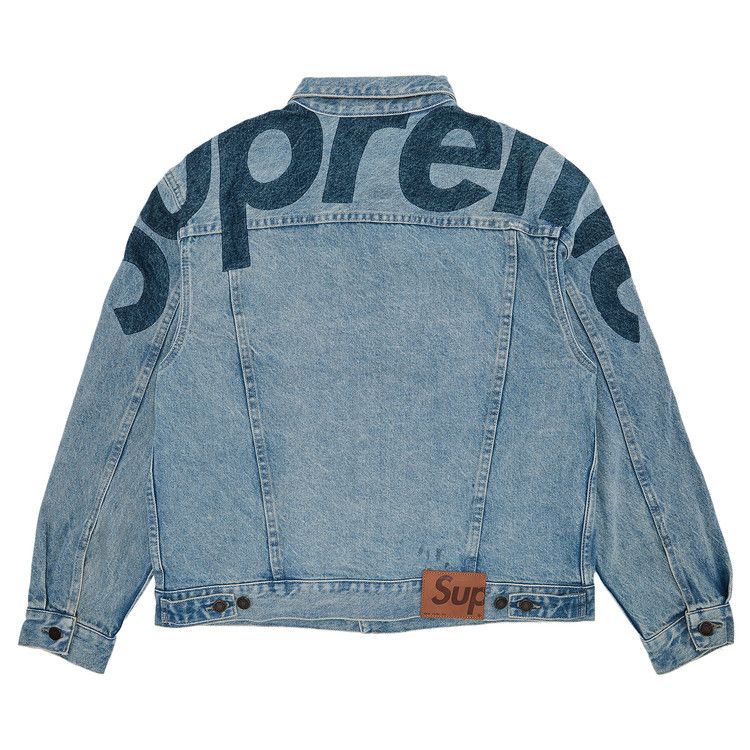 Buy Supreme Inset Logo Denim Trucker Jacket 'Washed Blue