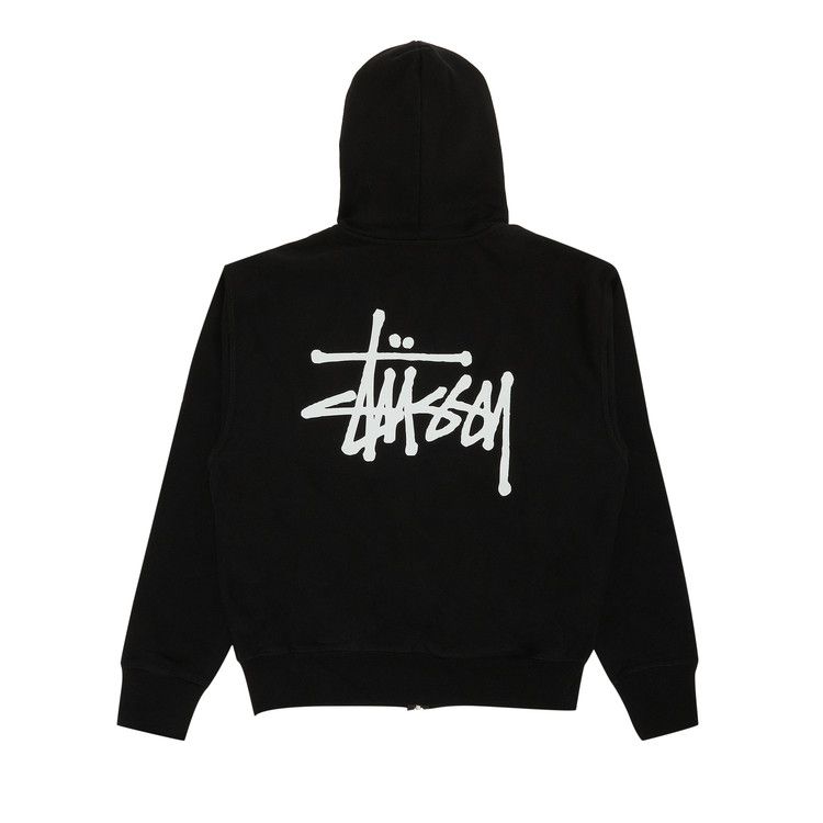 Stussy Basic Logo Zip Up Hoodie Black