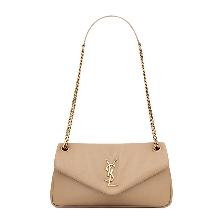 Saint Laurent Small Calypso Chain Bag Dark Toffee
