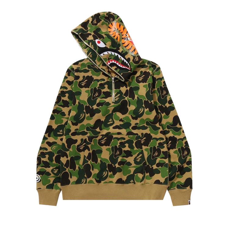 Bape Abc Camo Shark Half Zip Pullover Hoodie 'green'