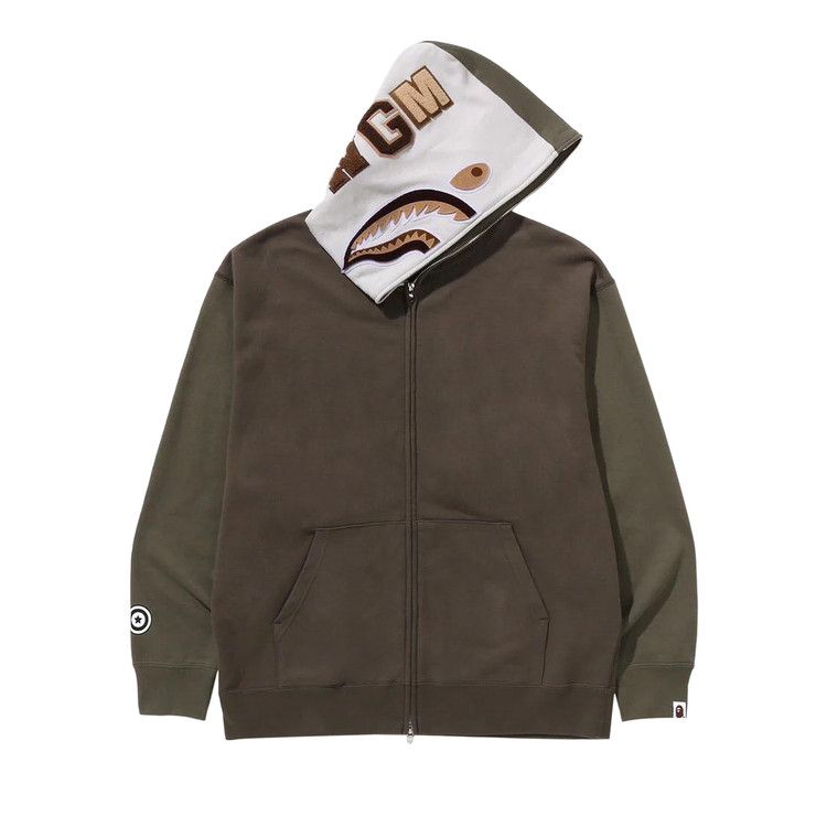 Bape Shark Full Zip Hoodie #2 'olive Drab'