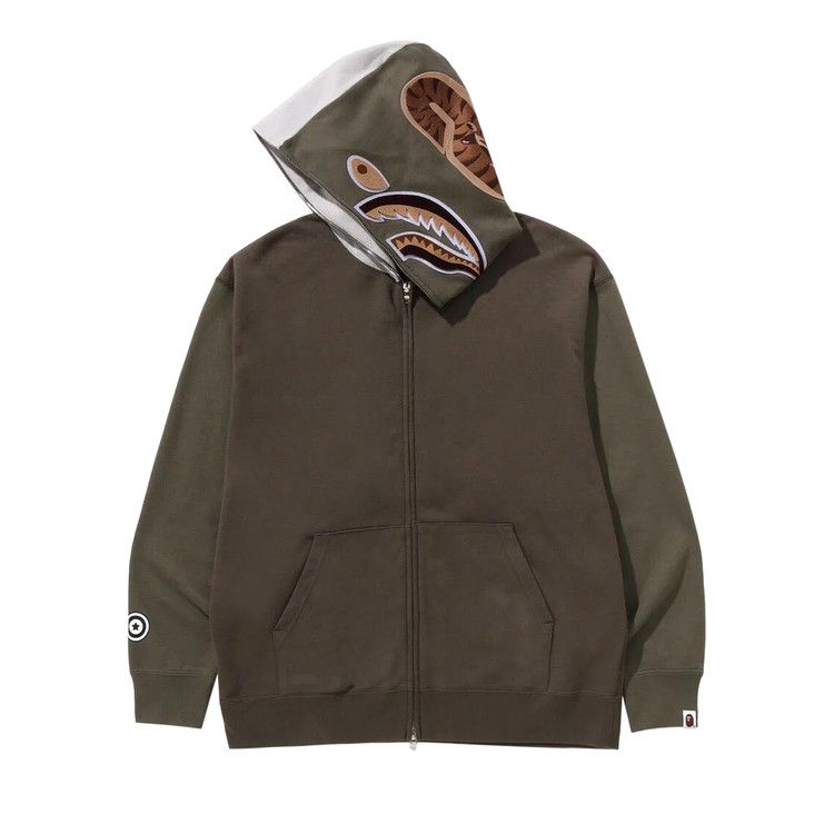 Bape Shark Full Zip Hoodie #2 'olive Drab'