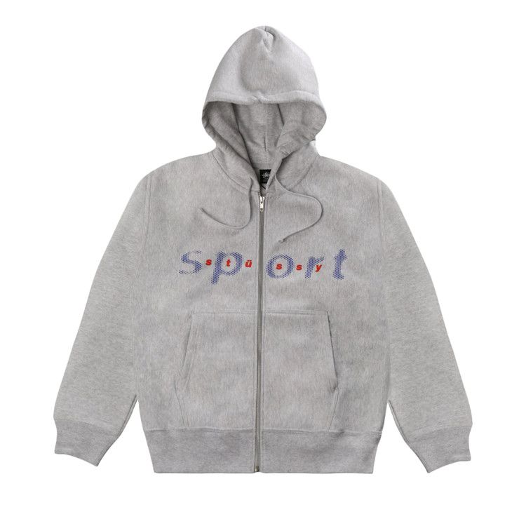 Stussy Dot Sport Zip Hoodie Ash Heather