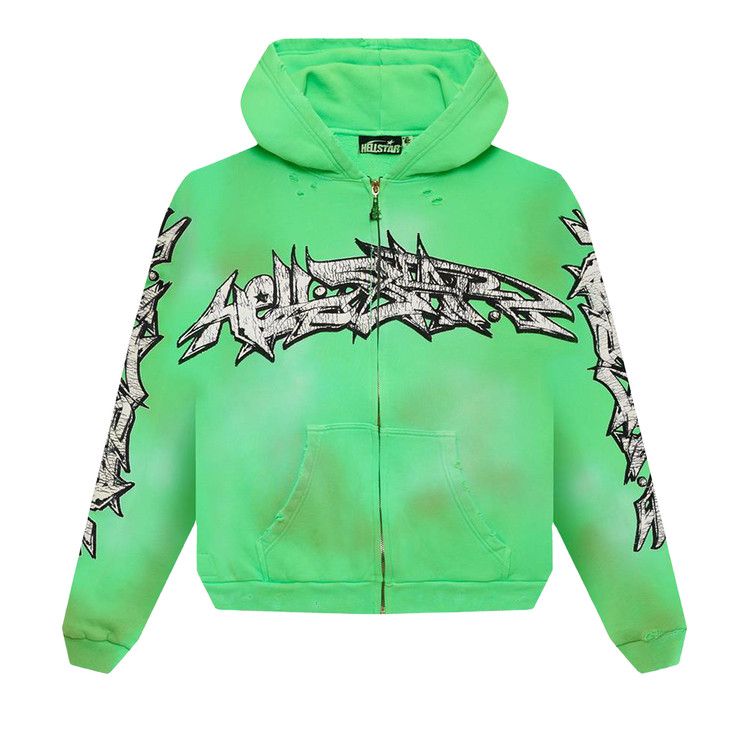 Buy Hellstar Graffiti Zip-Up Hoodie 'Green' - HS11JCK001 GREE | GOAT