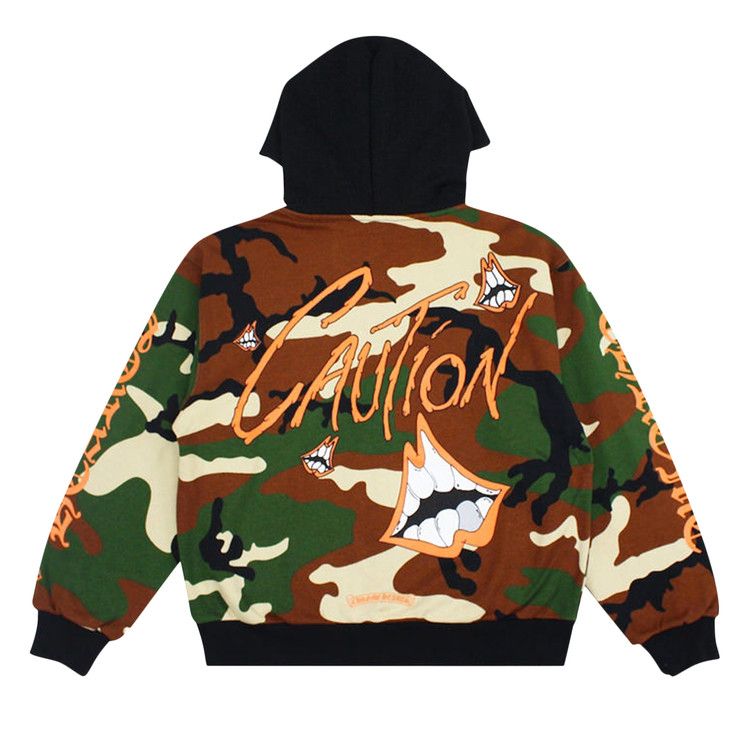 大人気 CHROME HEARTS Matty Boy LINK Caution Hoodie Yellow Chrome Hearts X Matty Boy Back Horseshoe Graffiti Hoodie