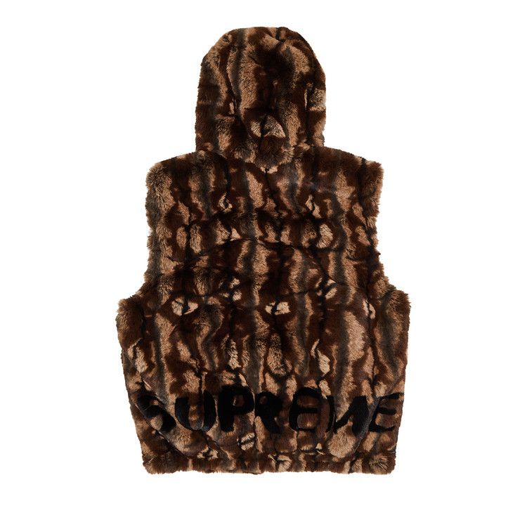 Supreme Faux Fur Hooded Vest Brown