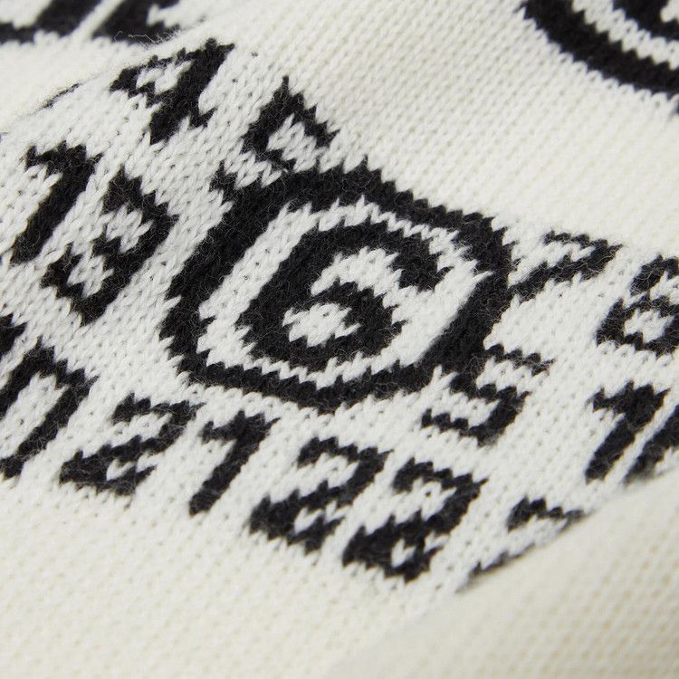 Mm6 Maison Margiela Varsity Jaquard V-Neck Off White