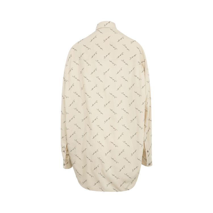 Balenciaga Long-Sleeve Cocoon Shirt Light Beige/Black
