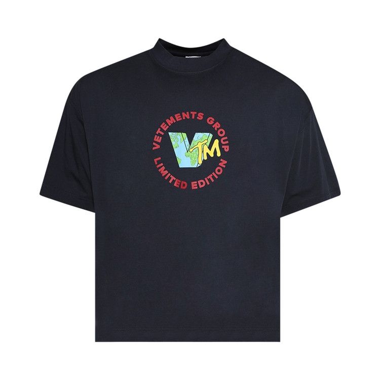 Vetements Tシャツ Buy Vetements World Cropped Boxy T-Shirt 'Navy' - UA66TR715N NAVY