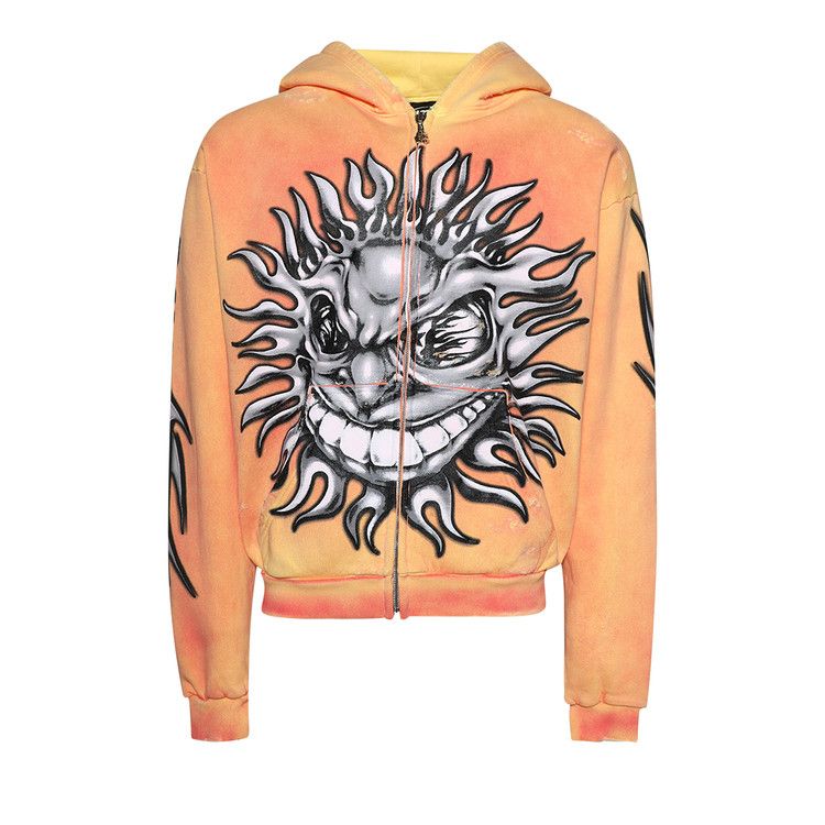 Hellstar Sun Zip-Up Hoodie Orange