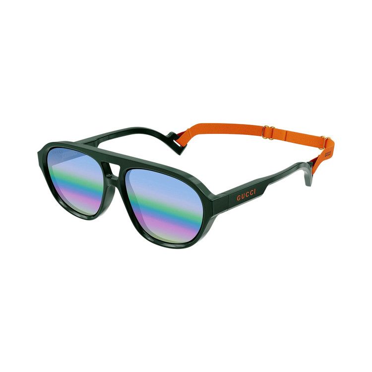 Gucci Aviator Style Sunglasses Green/Grey