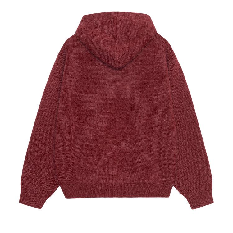 Stussy Felt Patch Knit Hoodie 'burgundy'