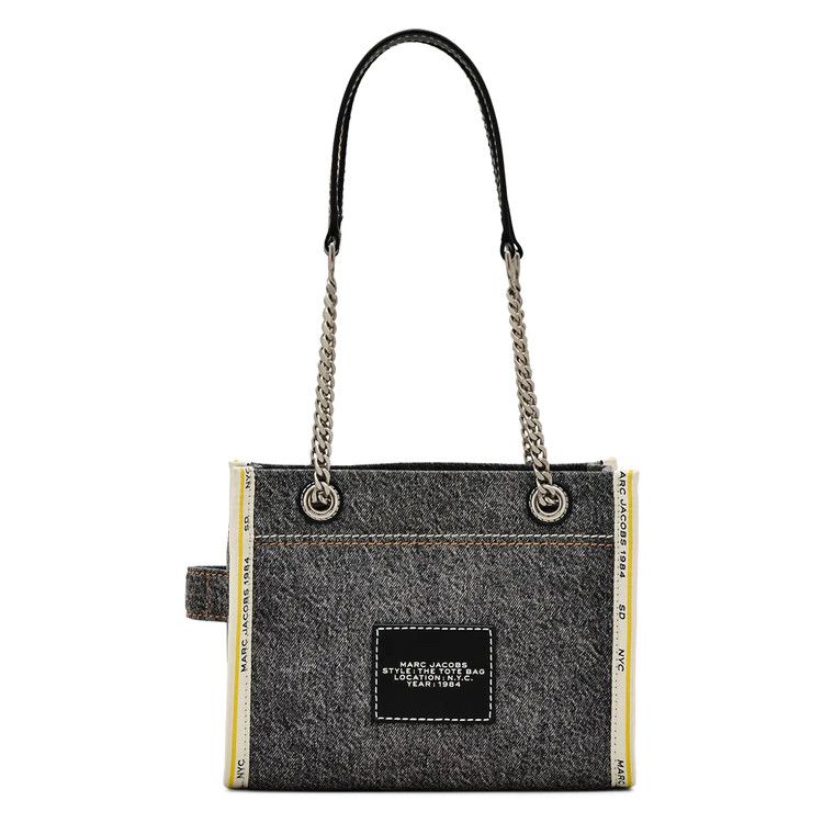 Marc Jacobs Denim Chain Small Tote Bag Black Wash