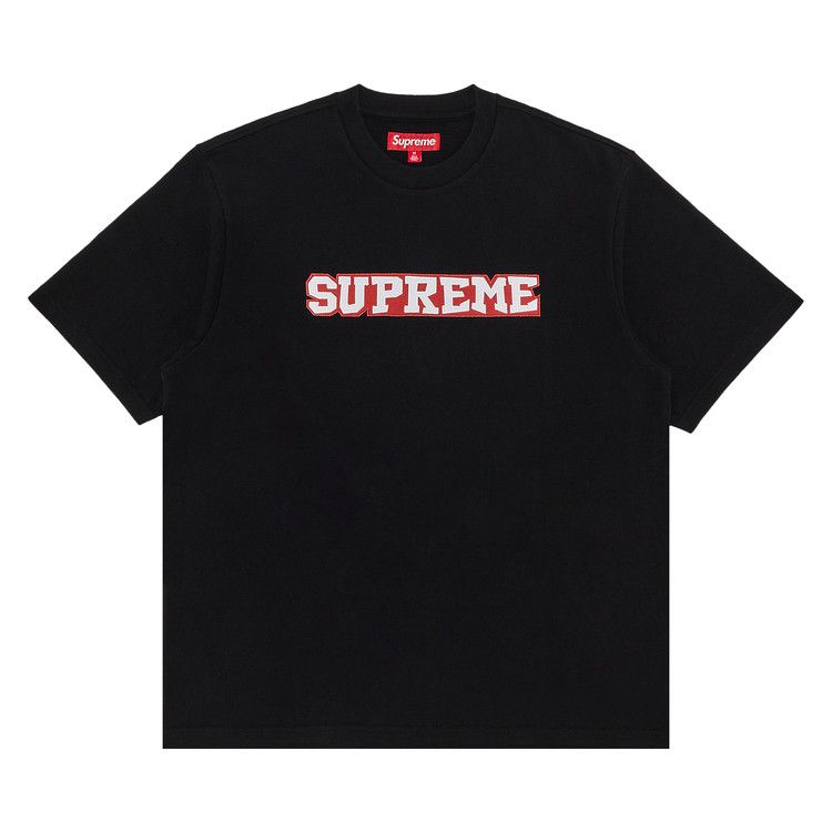 Buy Supreme Satin Appliqué Short-Sleeve Top 'Black
