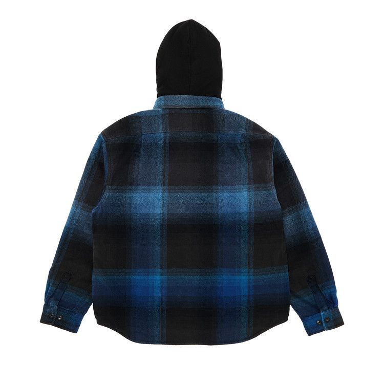Supreme Quilted Lined Hooded Flannel Shirt Blue Plaid