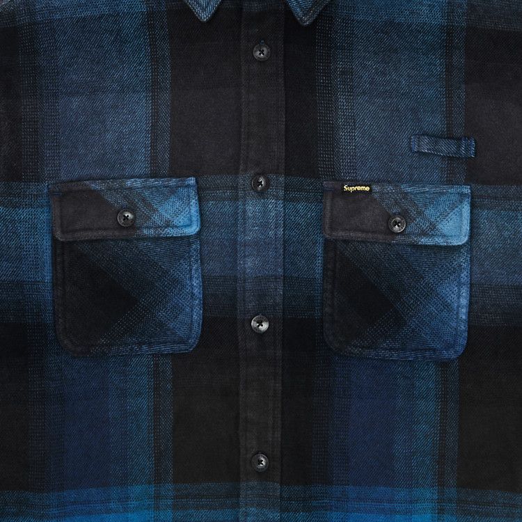 Supreme Quilted Lined Hooded Flannel Shirt Blue Plaid