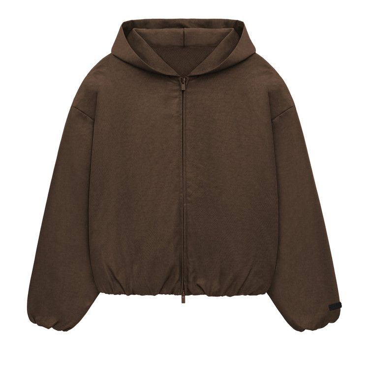 Fear of God Essentials Textured Nylon Hooded Bomber Jacket Brown