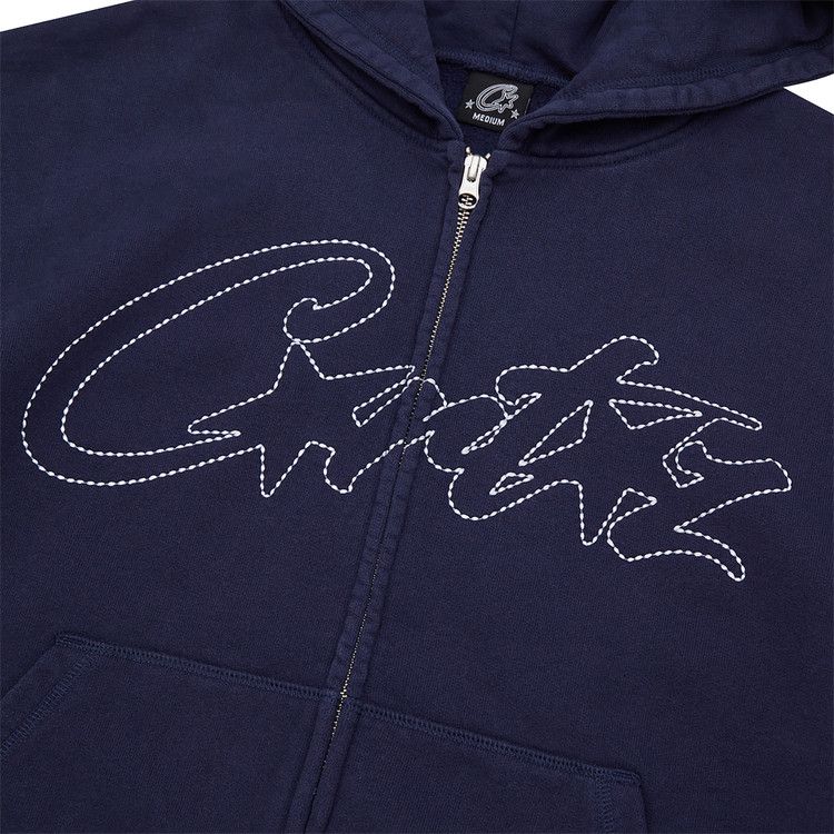 Buy Corteiz Thick Stitch Allstarz Zip Hoodie 'Navy' - 07892