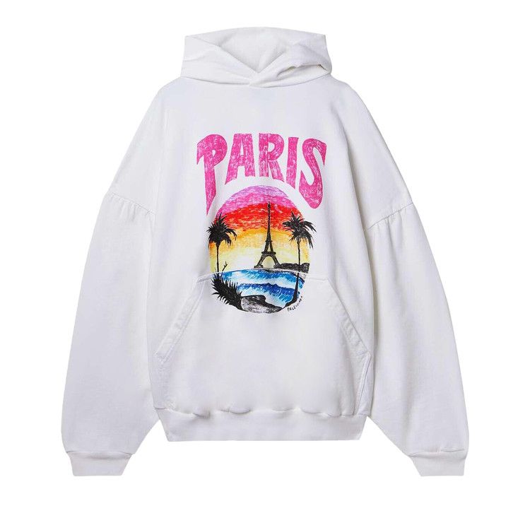 Balenciaga Paris Tropical Round Hoodie White/Pink