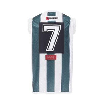 Buy Martine Rose Twist Sleeve Football Top 'White/Green Stripe