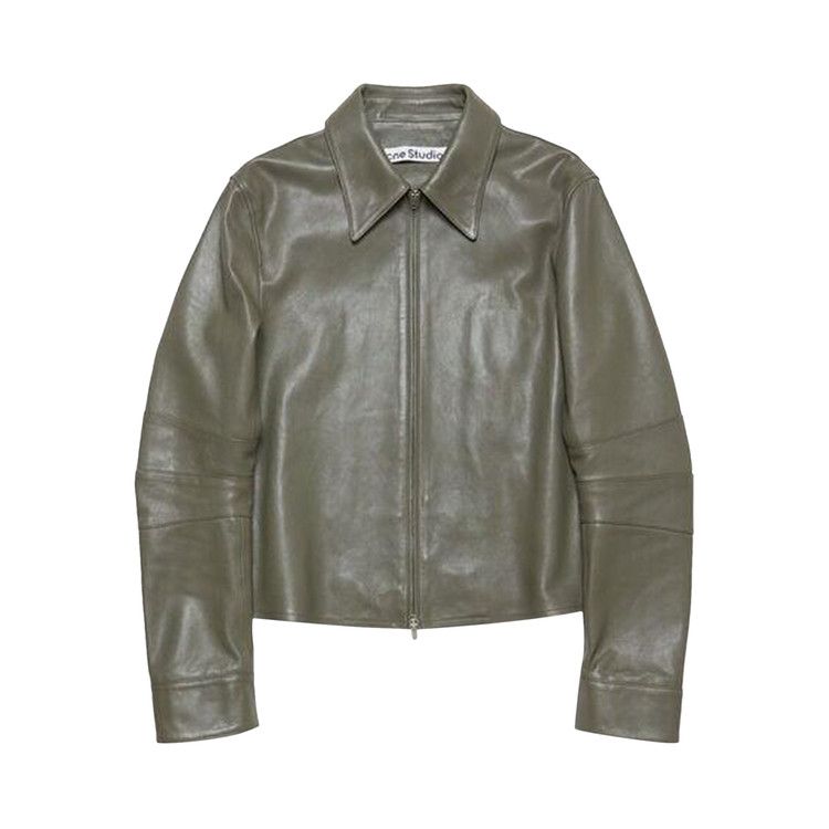 Buy Acne Studios Leather Jacket 'Dusty Green' - B70152 GOAT