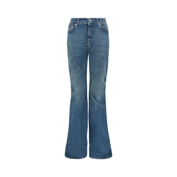 Rick Owens Drkshdw Denim Bias Bootcut Jeans 'washed Indigo'