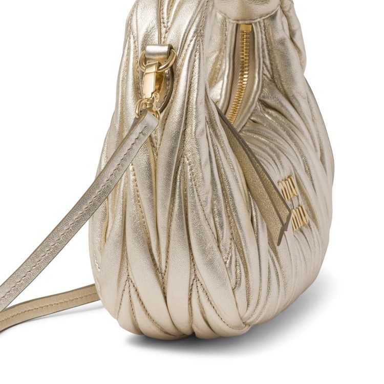 Miu Miu Wander Matelassé Nappa Leather Hobo Mini-Bag Pyrite