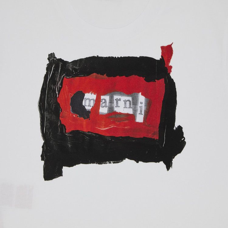 Marni Painted Collage Logo Jersey T-Shirt 'lily White'