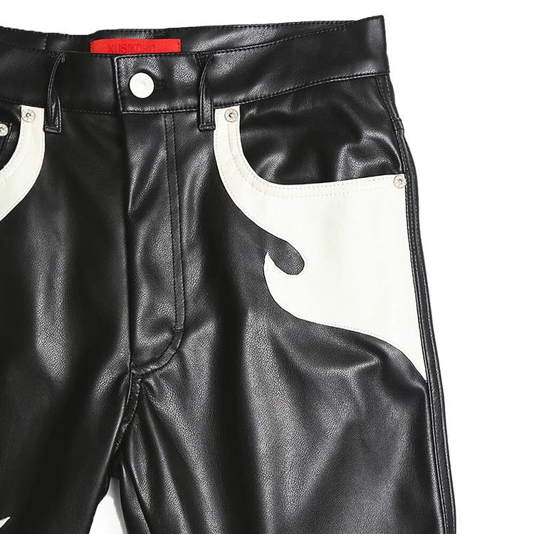 Buy KUSIKOHC Flower Rider Faux Leather Pants 'Black