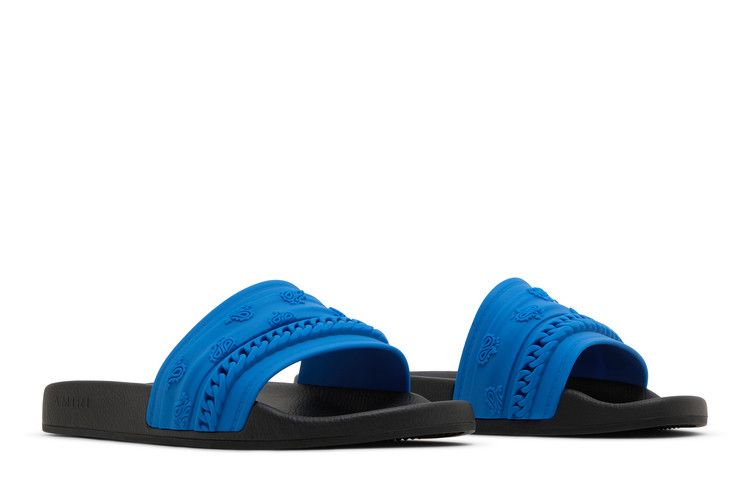 Amiri Bandana Chain Pool Slide Blue Paisley