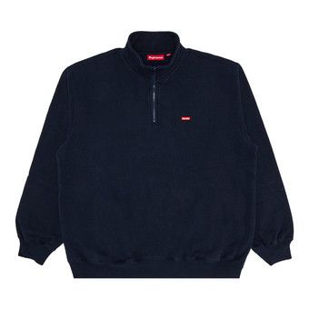 Buy Supreme Small Box Half Zip Pullover 'Navy' - SS25SW6 NAVY | GOAT