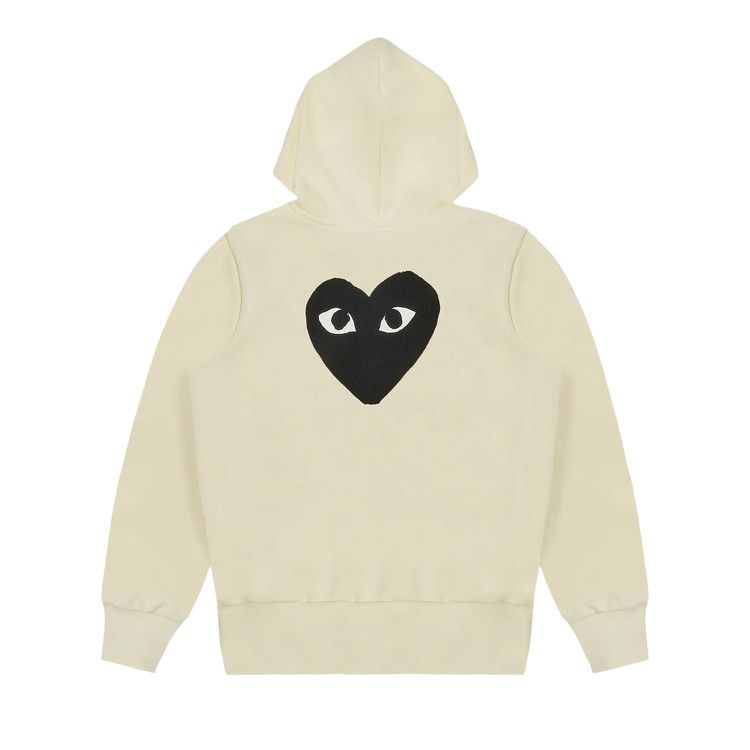 Comme des Garcons Play Big Black Heart Zip Up Hoodie Ivory — foto 3