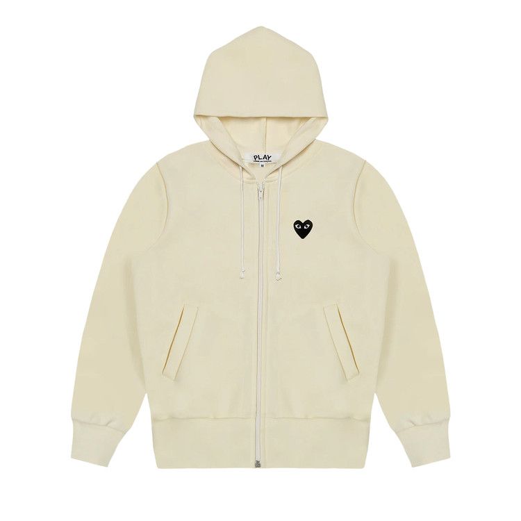 Comme des Garcons Play Big Black Heart Zip Up Hoodie Ivory — foto 2