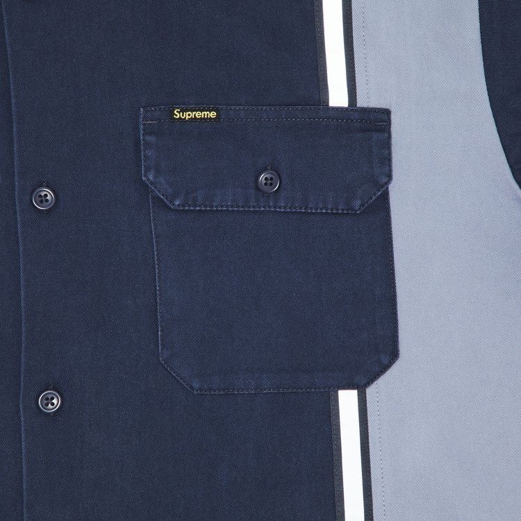 Buy Supreme Reflective Stripe Short-Sleeve Work Shirt 'Navy
