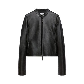 Buy Courrèges City Zipped Leather Biker Jacket 'Black