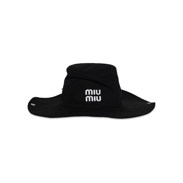 Buy Miu Miu Drill Cowboy Hat 'Black/White' - 5HC221 ADXI