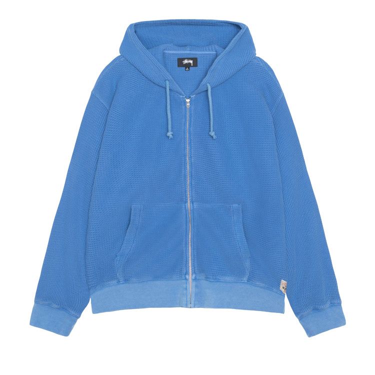Stussy Double Layer Waffle Zip Hoodie 'blue'