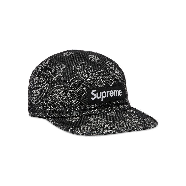 Buy Supreme Bandana Jacquard Denim Camp Cap 'Black