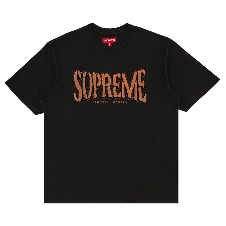 Buy Supreme Flocked Washed Short-Sleeve Top 'Black