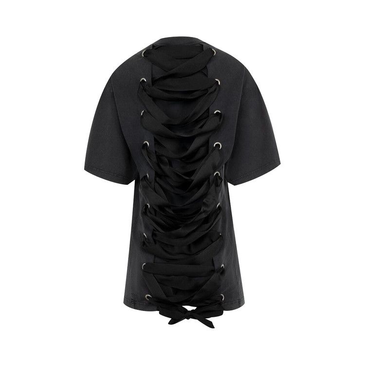 Balenciaga Lace-Up T-Shirt Faded Washed Black