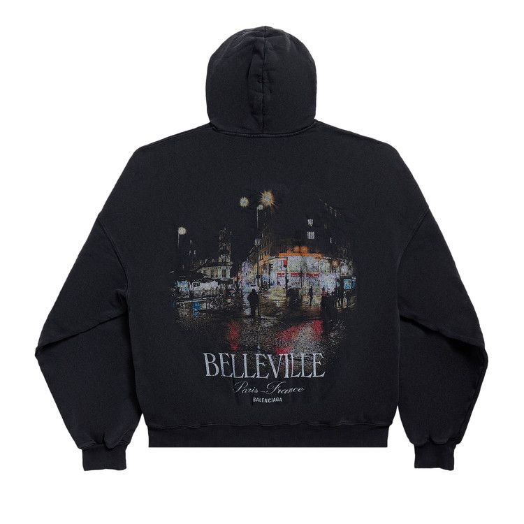 Balenciaga Large Zip-Up Hoodie Faded Washed Black