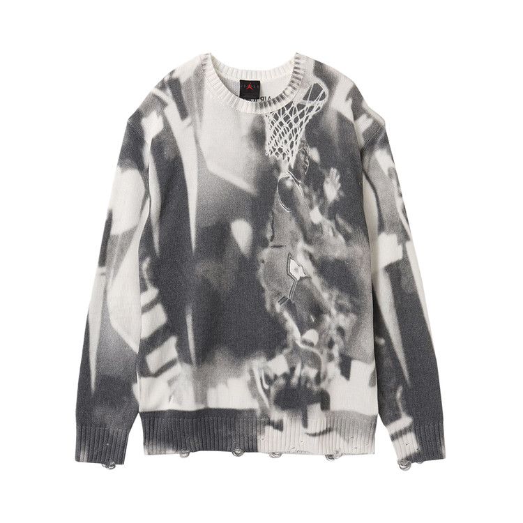 Air Jordan Knit Graphic Print Crew Sweater White Black