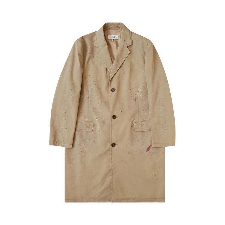 Buy MM6 Maison Margiela Paint Splatter Trench Coat 'Natural