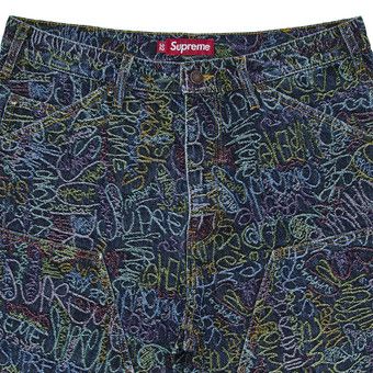 Buy Supreme Handwriting Double Knee Denim Short 'Indigo