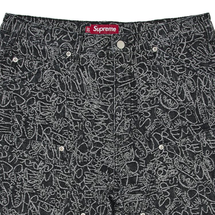 Buy Supreme Handwriting Double Knee Denim Short 'Black' - SS25SH17