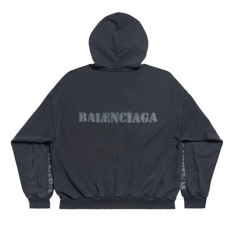 Balenciaga Stencil Molleton Archetype Faded Hoodie Black