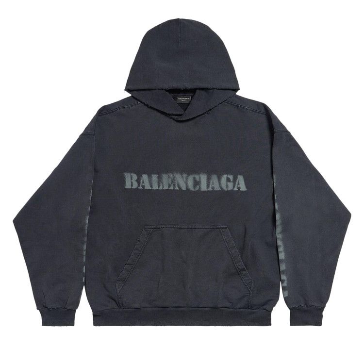 Balenciaga Stencil Molleton Archetype Faded Hoodie Black
