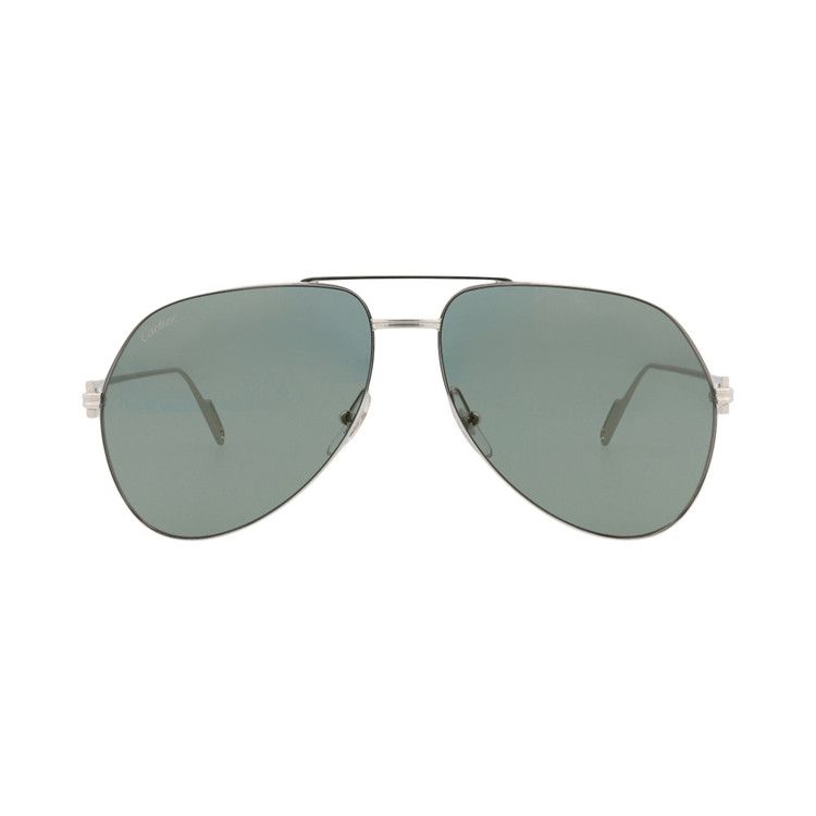 Cartier Sunglasses Cartier Aviator-Frame Metal Silver Silver Green (CT0110S-30003109-004)