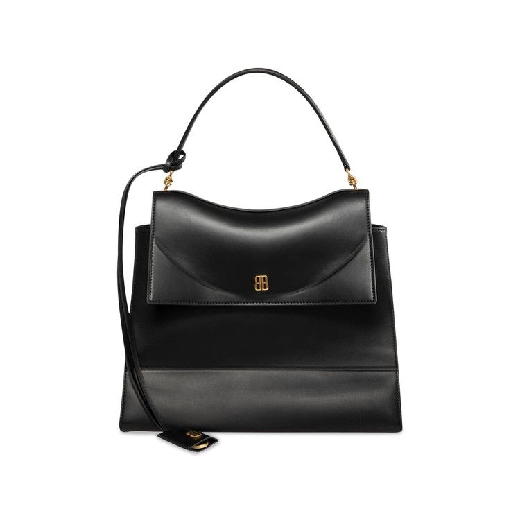 Balenciaga Nano Flap Leather Top Handle Bag Black