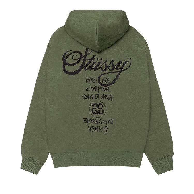 Stussy World Tour Hoodie Olive
